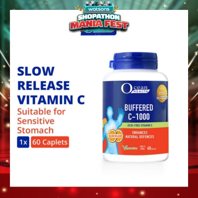OCEAN HEALTH - Buffered C-1000 Tablet (For Immunity + Slow Release Vitamin C + Vegetarian) 60s