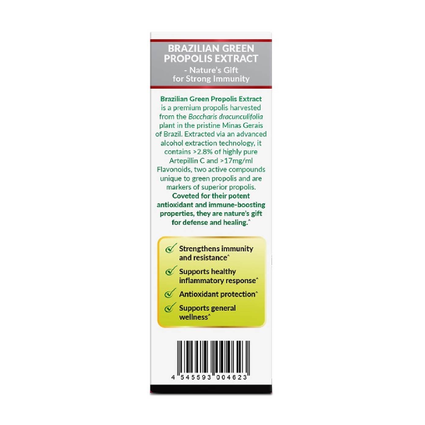 Brazilian Green Propolis Extract with Artepilin C & Flavonoids (Immune & Throat Support) 30ml