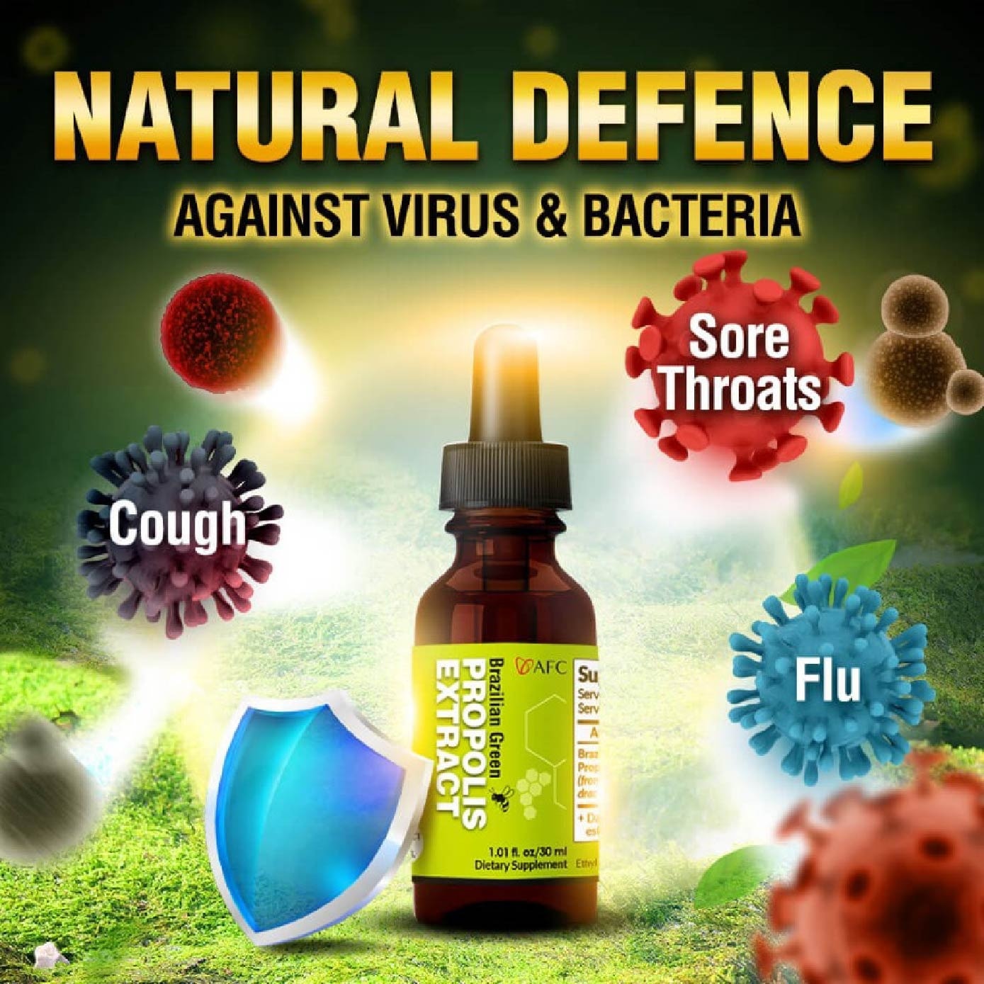 Brazilian Green Propolis Extract with Artepilin C & Flavonoids (Immune & Throat Support) 30ml