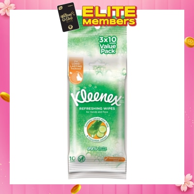 KLEENEX Refreshing Hand and Face Moist Wipes 3 x 10 Sheets