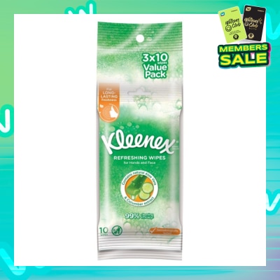 KLEENEX Refreshing Hand and Face Moist Wipes 3 x 10 Sheets