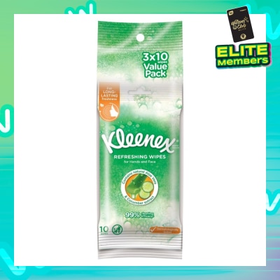 KLEENEX Refreshing Hand and Face Moist Wipes 3 x 10 Sheets