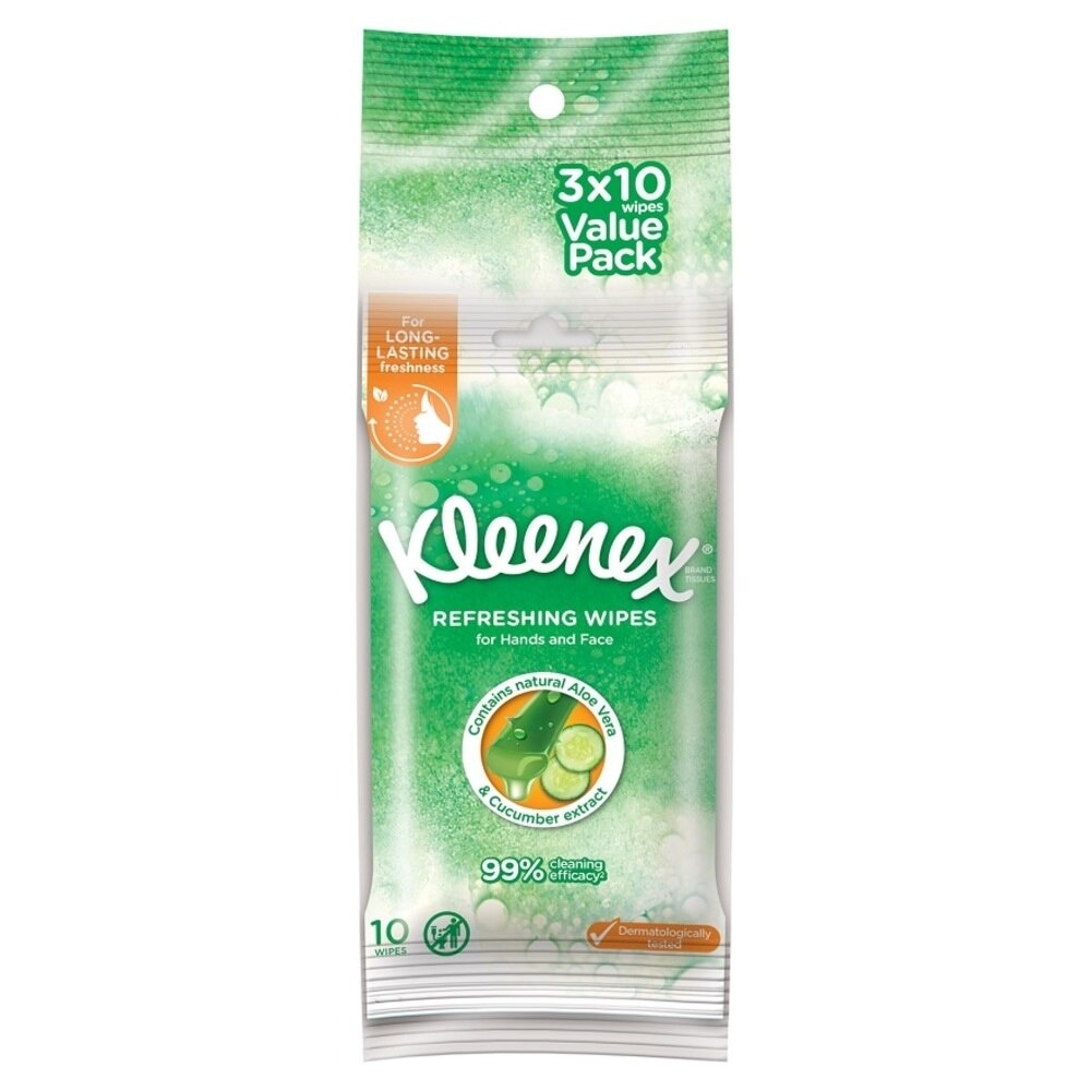 Refreshing Hand and Face Moist Wipes 3 x 10 Sheets