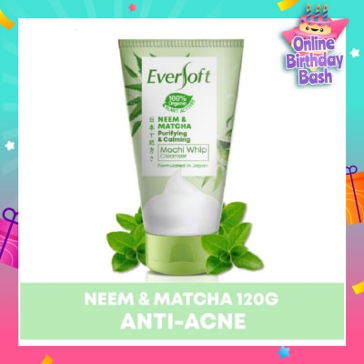 EVERSOFT 100% Organic Neem & Matcha Mochi Whip Cleanser (Purifying & Calming) 120g