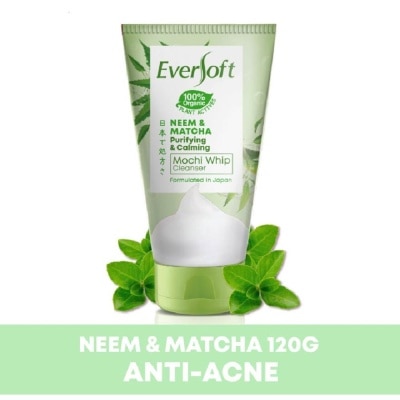 EVERSOFT 100% Organic Neem & Matcha Mochi Whip Cleanser (Purifying & Calming) 120g