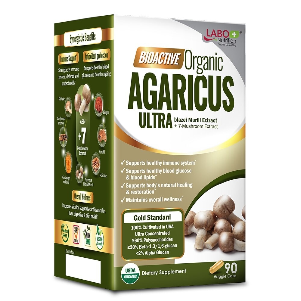 Bioactive Organic Agaricus Ultra Dietary Supplement Veggie Capsule (For Immune Health & Blood Glucose Support) 90s