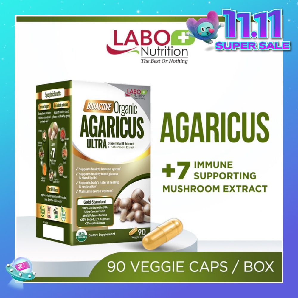 Bioactive Organic Agaricus Ultra Dietary Supplement Veggie Capsule (For Immune Health & Blood Glucose Support) 90s