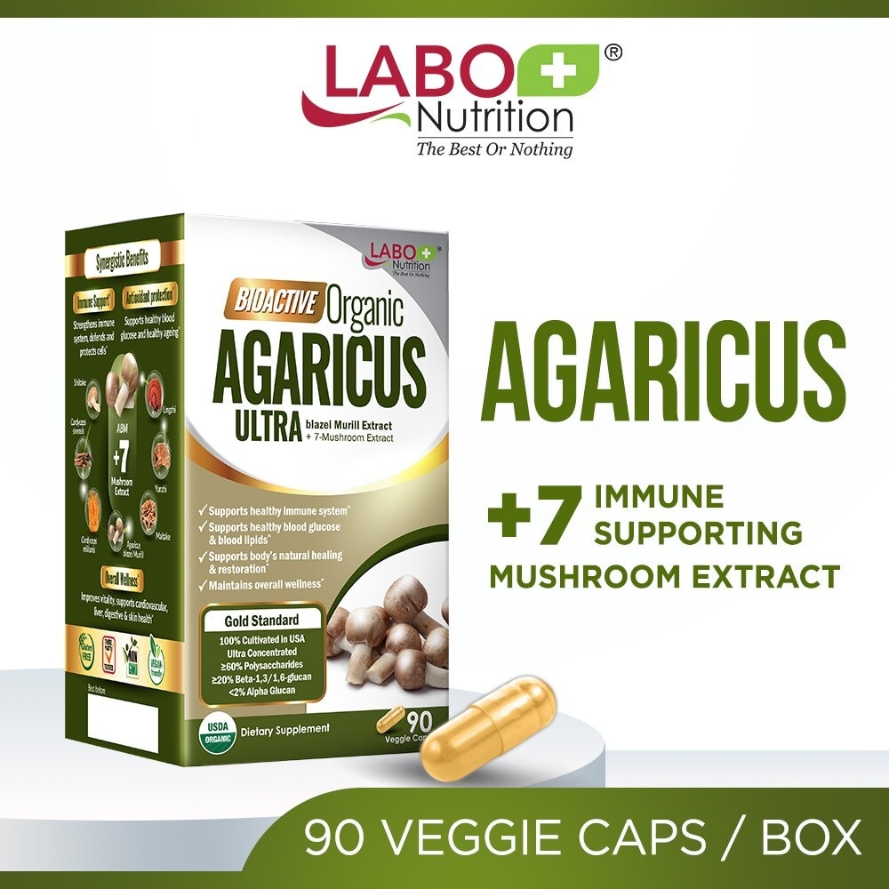 Bioactive Organic Agaricus Ultra Dietary Supplement Veggie Capsule (For Immune Health & Blood Glucose Support) 90s