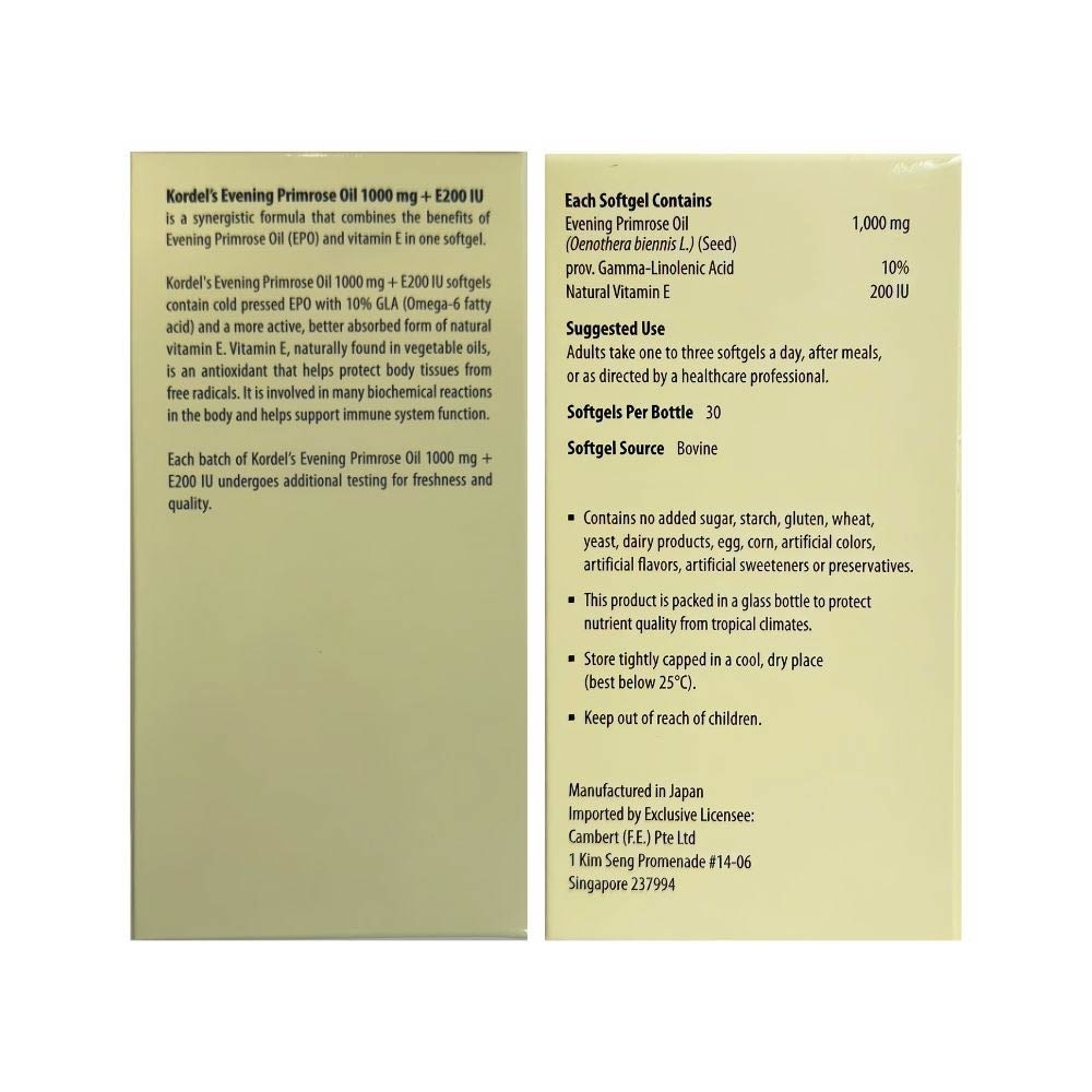 Evening Primrose Oil 1000 mg + Vitamin E 200 IU 30s