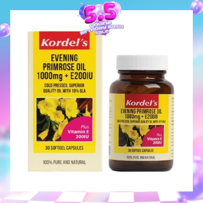 KORDEL'S - Evening Primrose Oil 1000 mg + Vitamin E 200 IU 30s