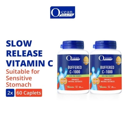 OCEAN HEALTH Buffered C-1000 Tablet Packset (For Immunity + Slow Release Vitamin C + Vegetarian) 60s x 2