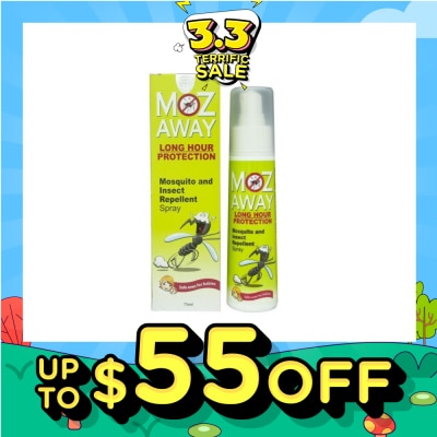 MOZ AWAY Mosquito & Insect Repellant Spray Long Hour Protection (Safe Even for Babies) 75ml (Expiry: Sep`2026)