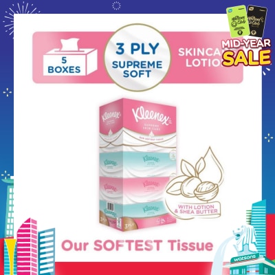 KLEENEX Ultra Soft 3ply Facial Tissue Silky Smooth 80s x 5 Box