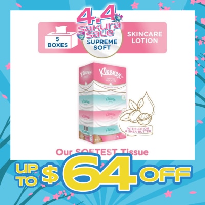 KLEENEX - Ultra Soft 3ply Facial Tissue Silky Smooth 80s x 5 Box