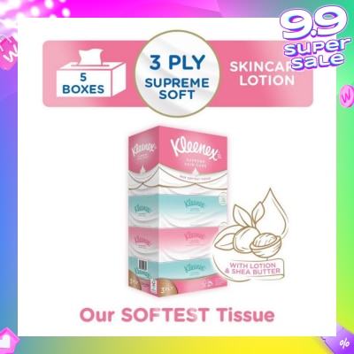 KLEENEX Ultra Soft 3ply Facial Tissue Silky Smooth 80s x 5 Box