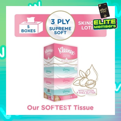 KLEENEX Ultra Soft 3ply Facial Tissue Silky Smooth 80s x 5 Box