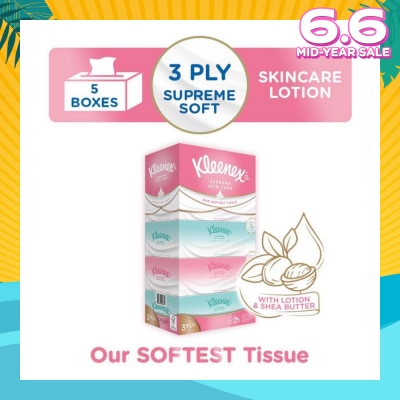KLEENEX Ultra Soft 3ply Facial Tissue Silky Smooth 80s x 5 Box