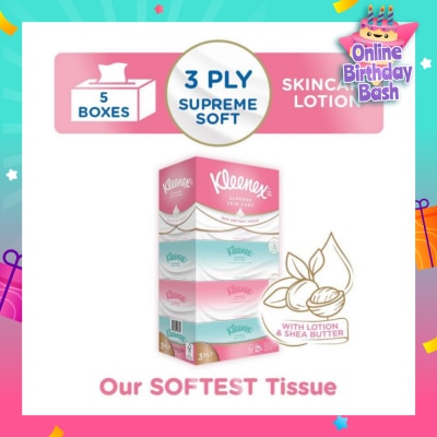 KLEENEX Ultra Soft 3ply Facial Tissue Silky Smooth 80s x 5 Box