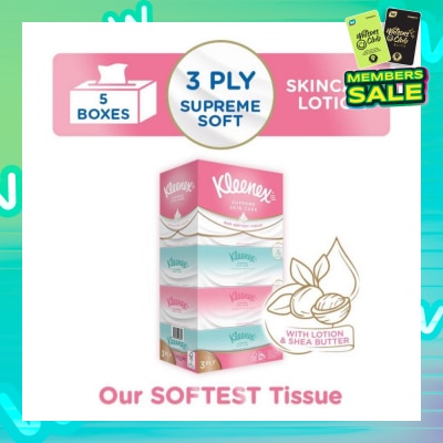 KLEENEX Ultra Soft 3ply Facial Tissue Silky Smooth 80s x 5 Box