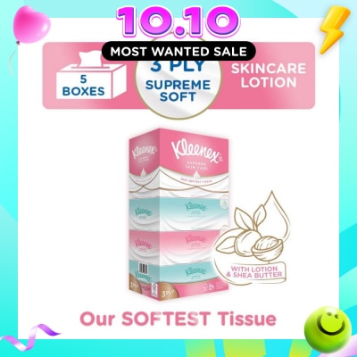 KLEENEX Ultra Soft 3ply Facial Tissue Silky Smooth 80s x 5 Box image