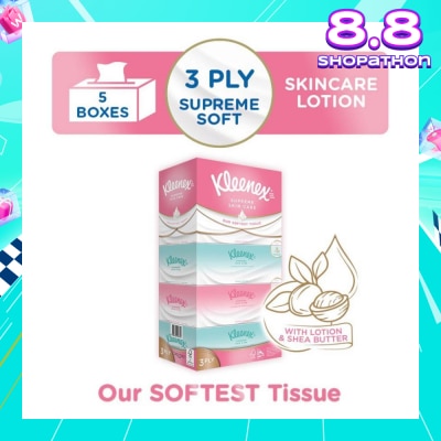 KLEENEX Ultra Soft 3ply Facial Tissue Silky Smooth 80s x 5 Box