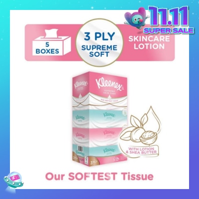 KLEENEX Ultra Soft 3ply Facial Tissue Silky Smooth 80s x 5 Box