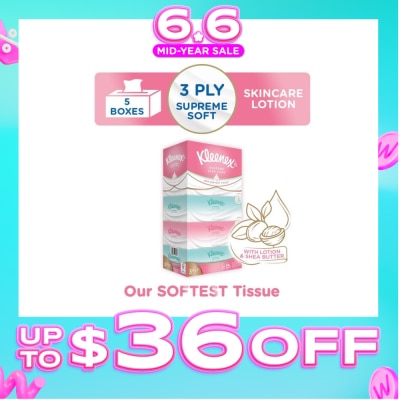 KLEENEX - Ultra Soft 3ply Facial Tissue Silky Smooth 80s x 5 Box