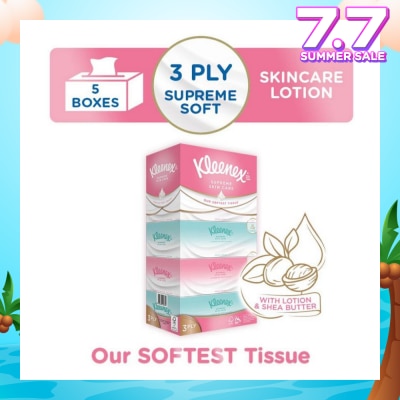 KLEENEX Ultra Soft 3ply Facial Tissue Silky Smooth 80s x 5 Box