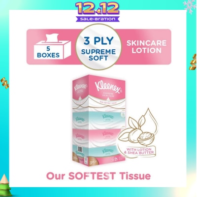 KLEENEX Ultra Soft 3ply Facial Tissue Silky Smooth 80s x 5 Box