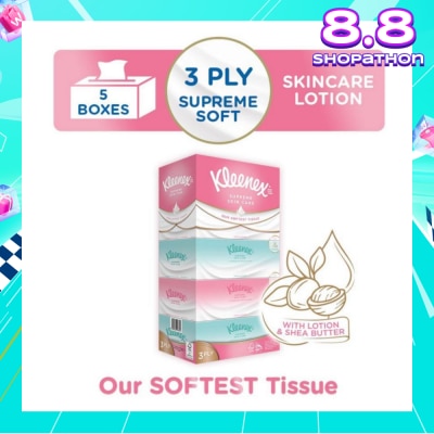 KLEENEX Ultra Soft 3ply Facial Tissue Silky Smooth 80s x 5 Box