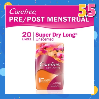 CAREFREE Super Dry Long Unscented Panty Liners 20s