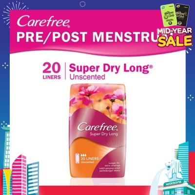 CAREFREE Super Dry Long Unscented Panty Liners 20s