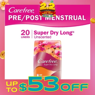 CAREFREE Super Dry Long Unscented Panty Liners 20s