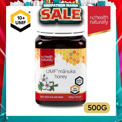 NZHEALTH NATURALLY - Manuka Honey UMF 10+ (For Immune, Digestive Support & Relief Of Mouth Ulcers & Sore Throat) 500g