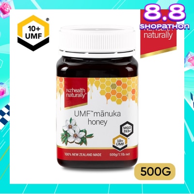 NZHEALTH NATURALLY Manuka Honey UMF 10+ (For Immune, Digestive Support & Relief Of Mouth Ulcers & Sore Throat) 500g