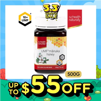 NZHEALTH NATURALLY Manuka Honey UMF 10+ (For Immune, Digestive Support & Relief Of Mouth Ulcers & Sore Throat) 500g