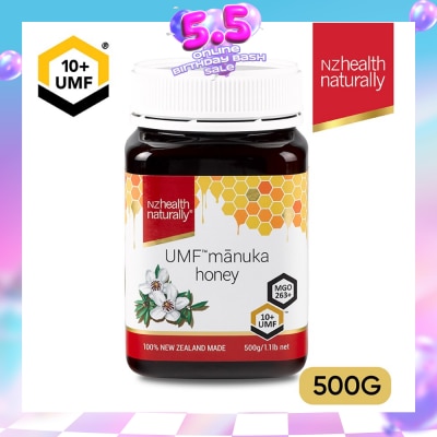NZHEALTH NATURALLY - Manuka Honey UMF 10+ (For Immune, Digestive Support & Relief Of Mouth Ulcers & Sore Throat) 500g