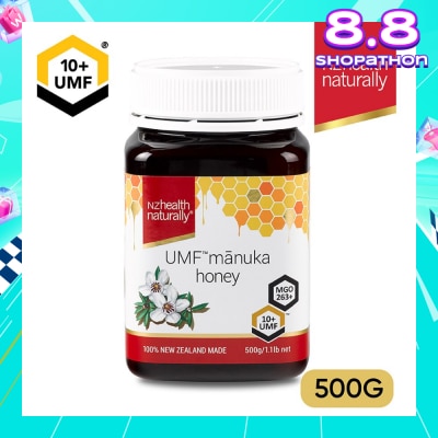 NZHEALTH NATURALLY Manuka Honey UMF 10+ (For Immune, Digestive Support & Relief Of Mouth Ulcers & Sore Throat) 500g