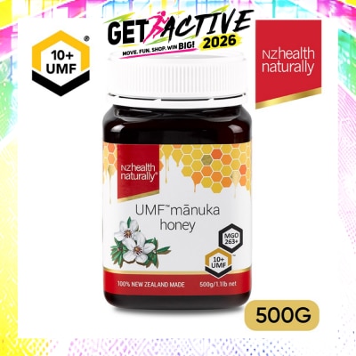 NZHEALTH NATURALLY - Manuka Honey UMF 10+ (For Immune, Digestive Support & Relief Of Mouth Ulcers & Sore Throat) 500g image