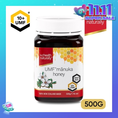 NZHEALTH NATURALLY Manuka Honey UMF 10+ (For Immune, Digestive Support & Relief Of Mouth Ulcers & Sore Throat) 500g