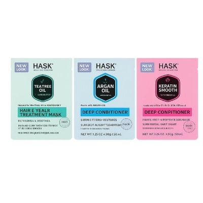 HASK - Argan Oil + Keratin Smooth + Tea Tree Oil Hair Treatment Bundle Set 1s