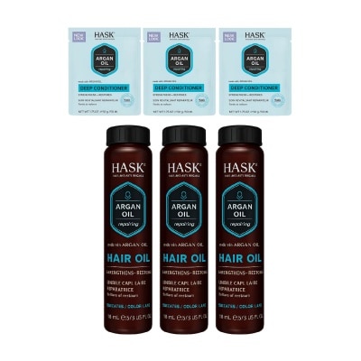 HASK - Argan Oil Deep Conditioner + Hair Oil Bundle Set 1s