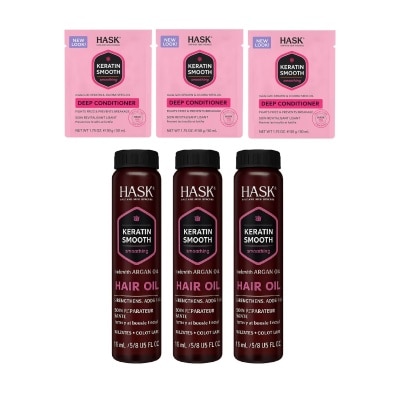 HASK - Keratin Smooth Deep Conditioner + Hair Oil Bundle Set 1s
