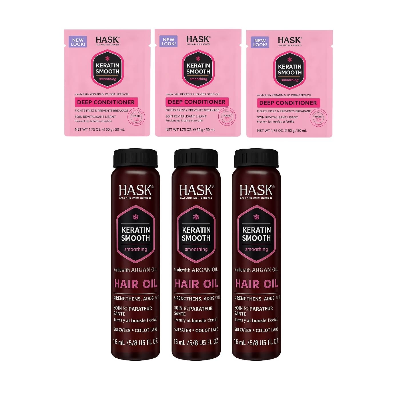 Keratin Smooth Deep Conditioner + Hair Oil Bundle Set 1s