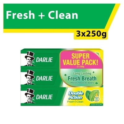 DARLIE Double Action Toothpaste Fresh + Clean Original Strong Mint 250g x 3s