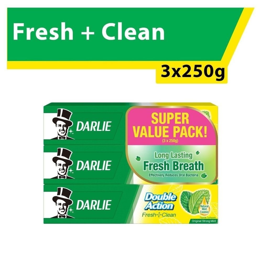 Double Action Toothpaste Fresh + Clean Original Strong Mint 250g x 3s