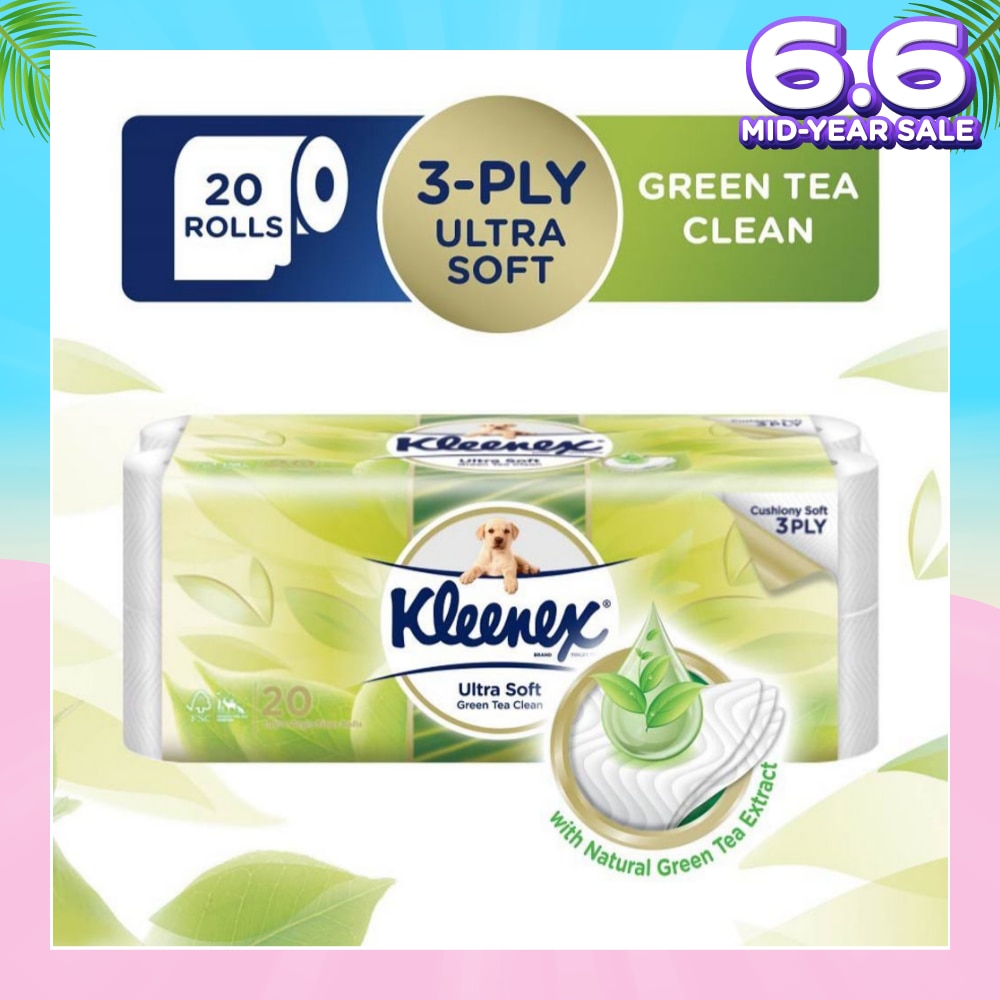 Kleenex Ultra Soft Toilet Paper Green Tea 20 Rolls