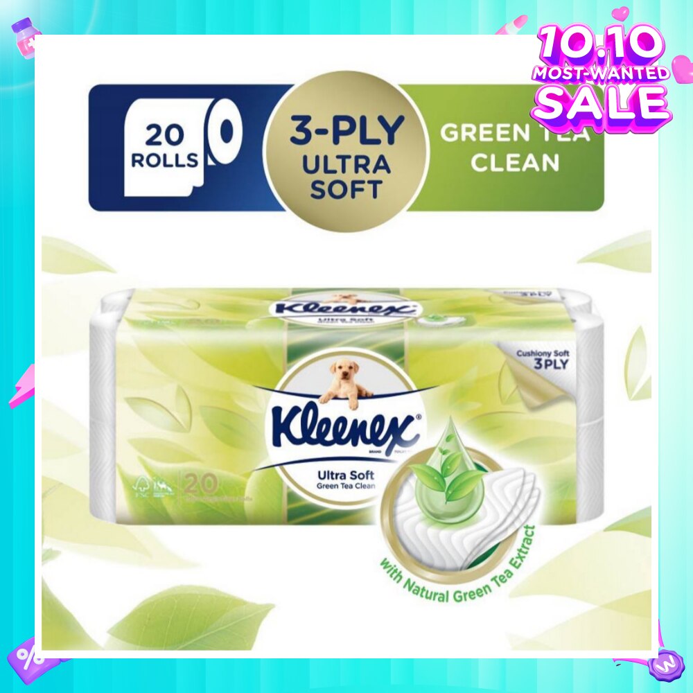 Kleenex Ultra Soft Toilet Paper Green Tea 20 Rolls
