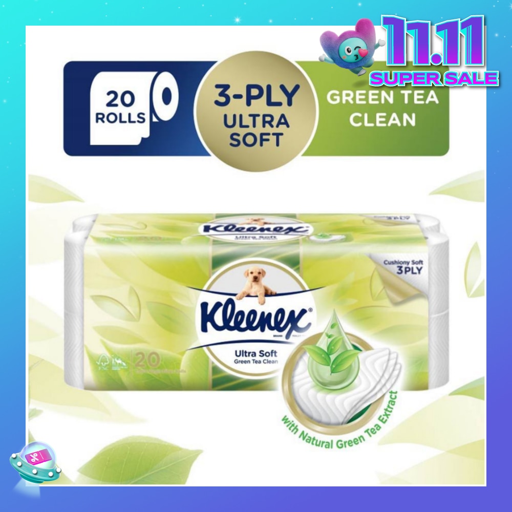 Kleenex Ultra Soft Toilet Paper Green Tea 20 Rolls