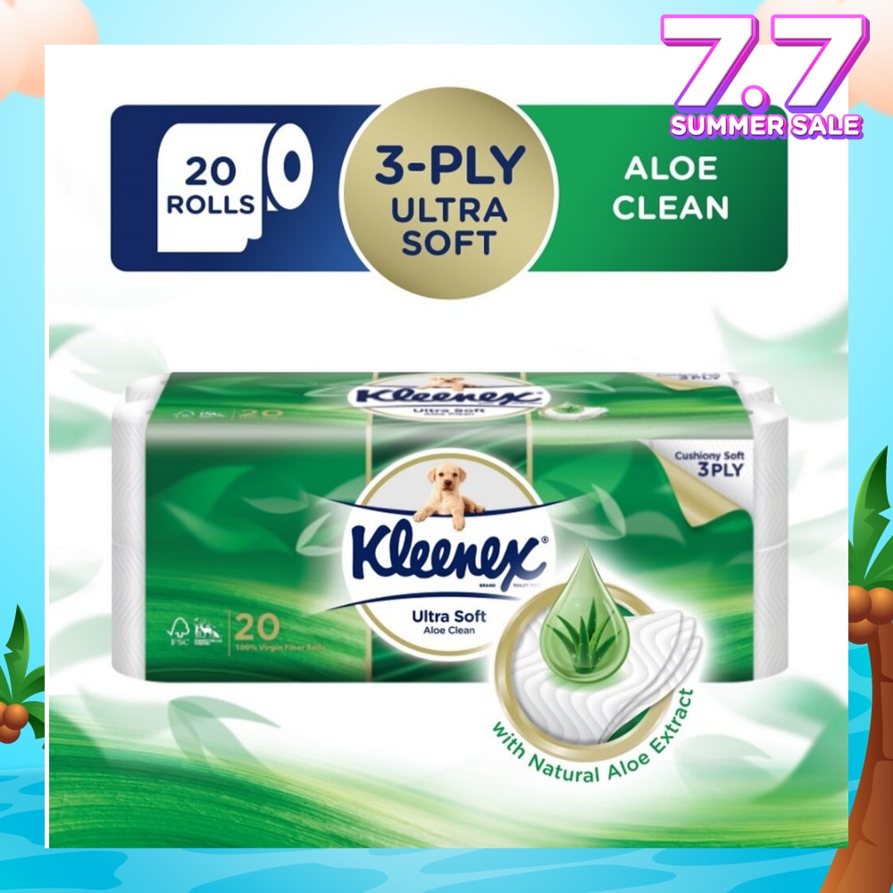 KLEENEX Ultra Soft Aloe Clean Toilet Paper Rolls 20s